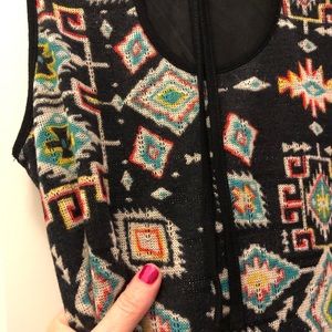 Black sweater dress with aztec design